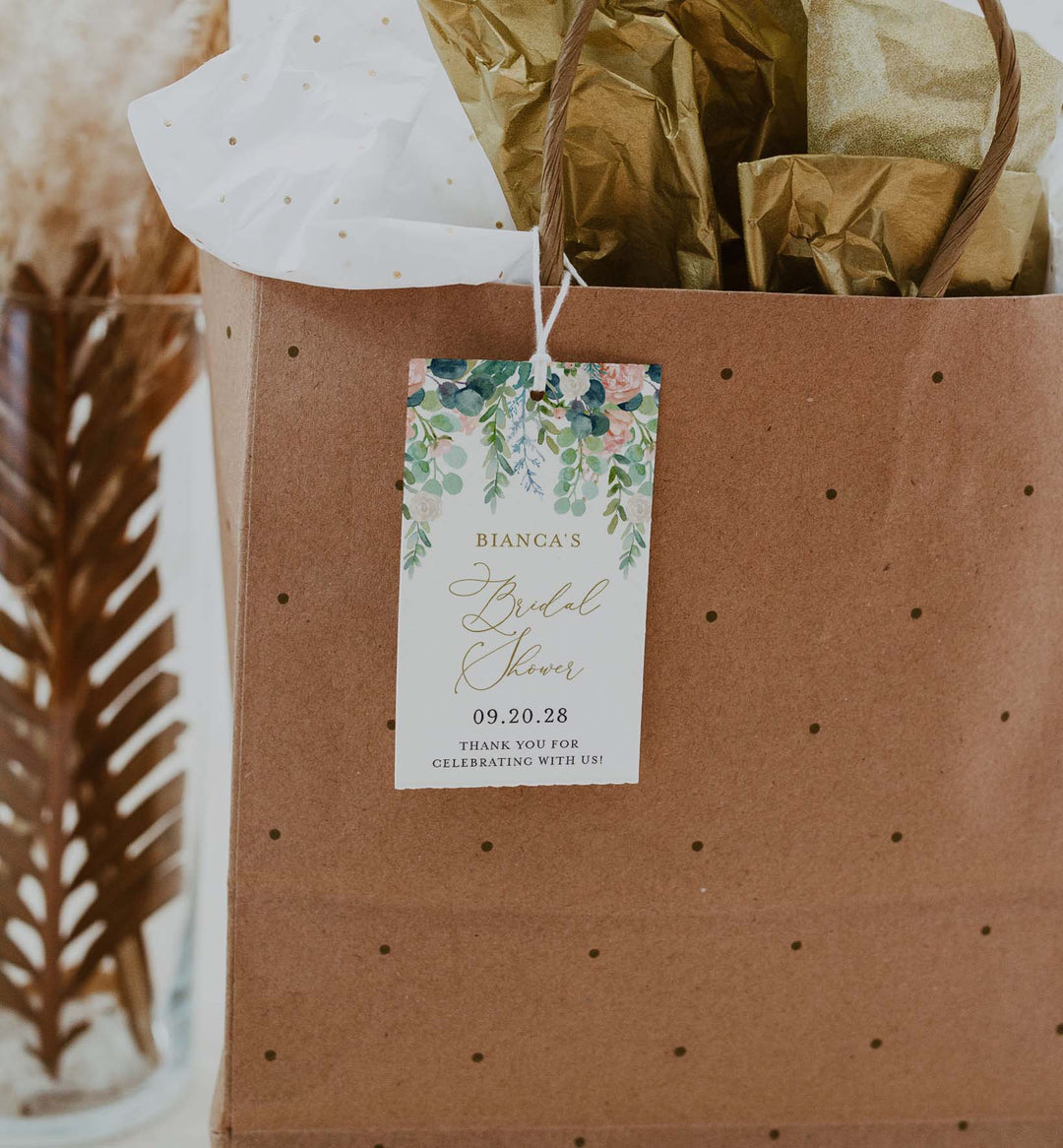 Blush Garden Bridal Shower Favour Tag Printable
