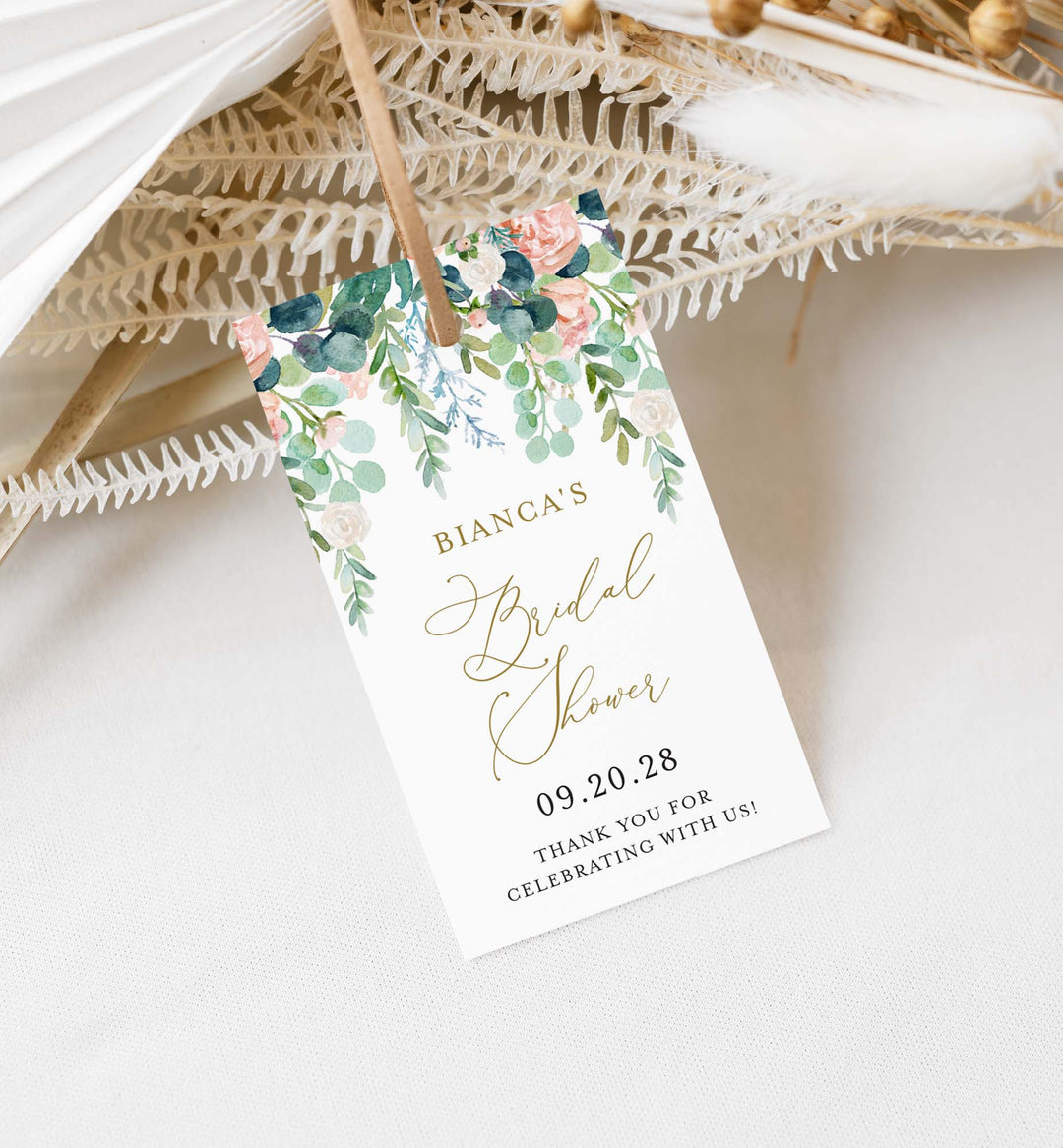 Blush Garden Bridal Shower Favour Tag Printable