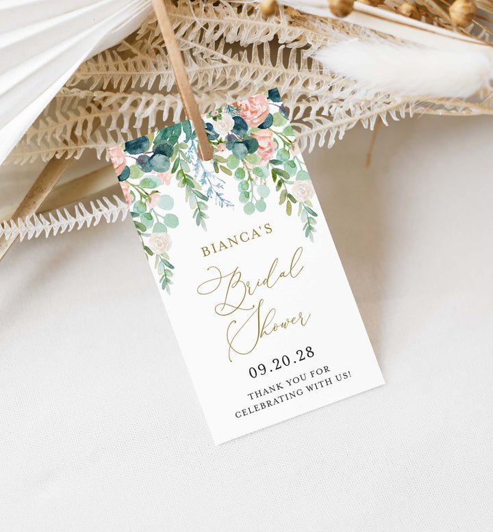 Blush Garden Bridal Shower Favour Tag Printable
