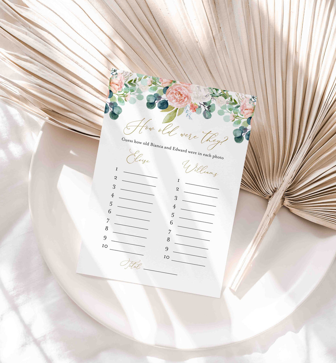 Blush Garden Bridal Shower How Old Were They Game Printable