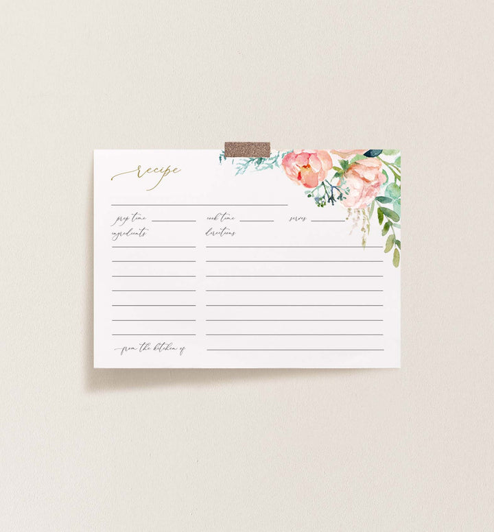 Blush Garden Bridal Shower Recipe Printable