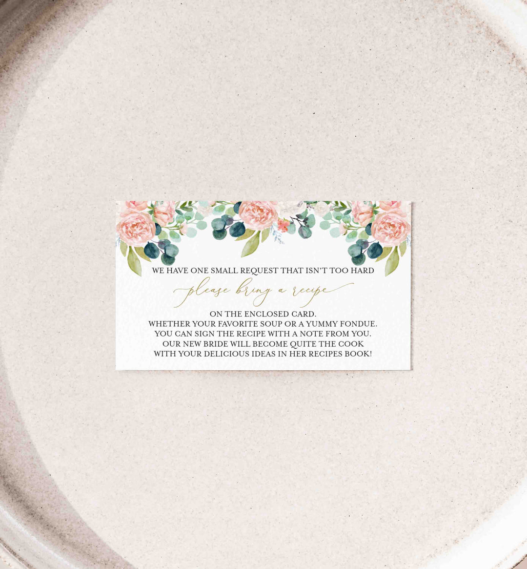 Blush Garden Bridal Shower Recipe Printable