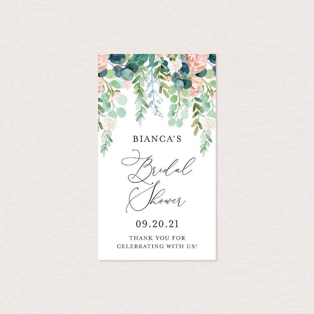 Blush Garden Bridal Shower Favour Tag Printable