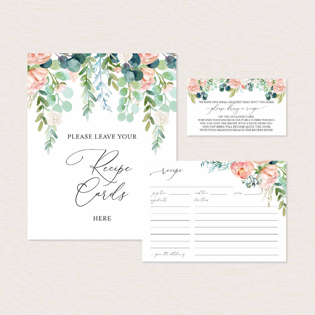 Blush Garden Bridal Shower Recipe Printable