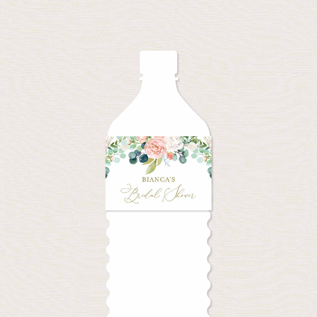 Blush Garden Bridal Shower Water Bottle Label Printable