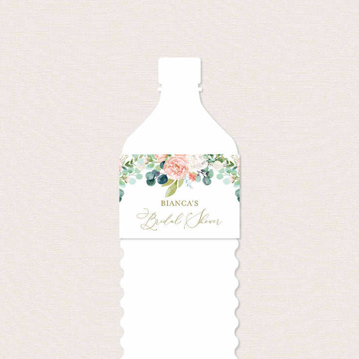 Blush Garden Bridal Shower Water Bottle Label Printable
