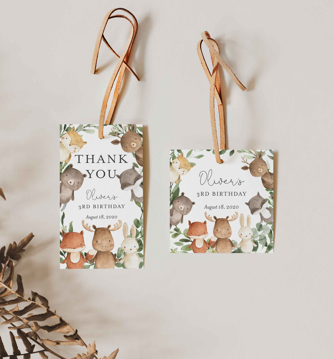 Woodland Friends Kids Birthday Favour Tag Printable
