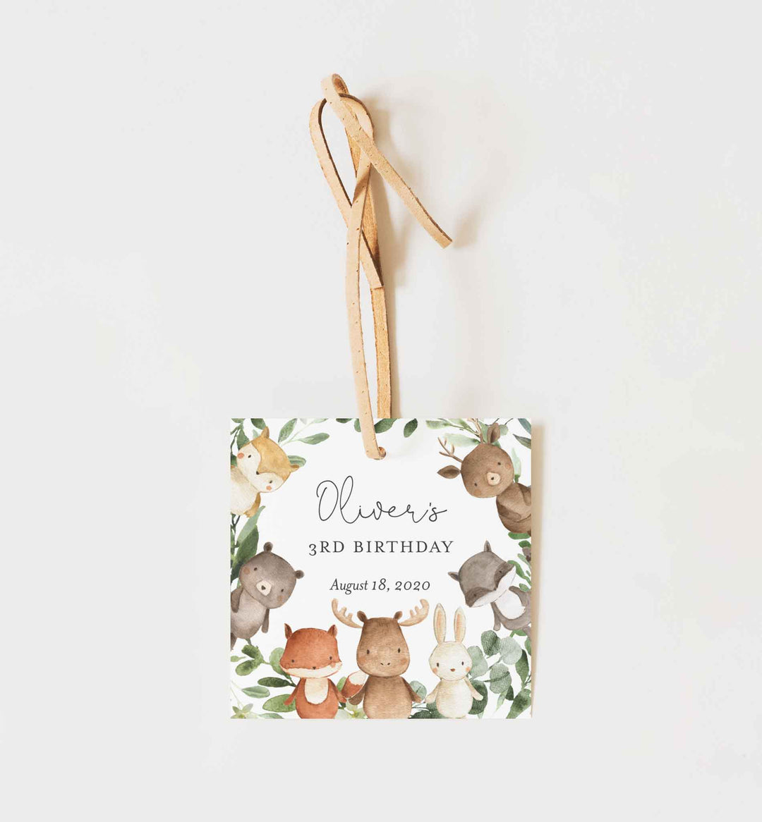 Woodland Friends Kids Birthday Favour Tag Printable