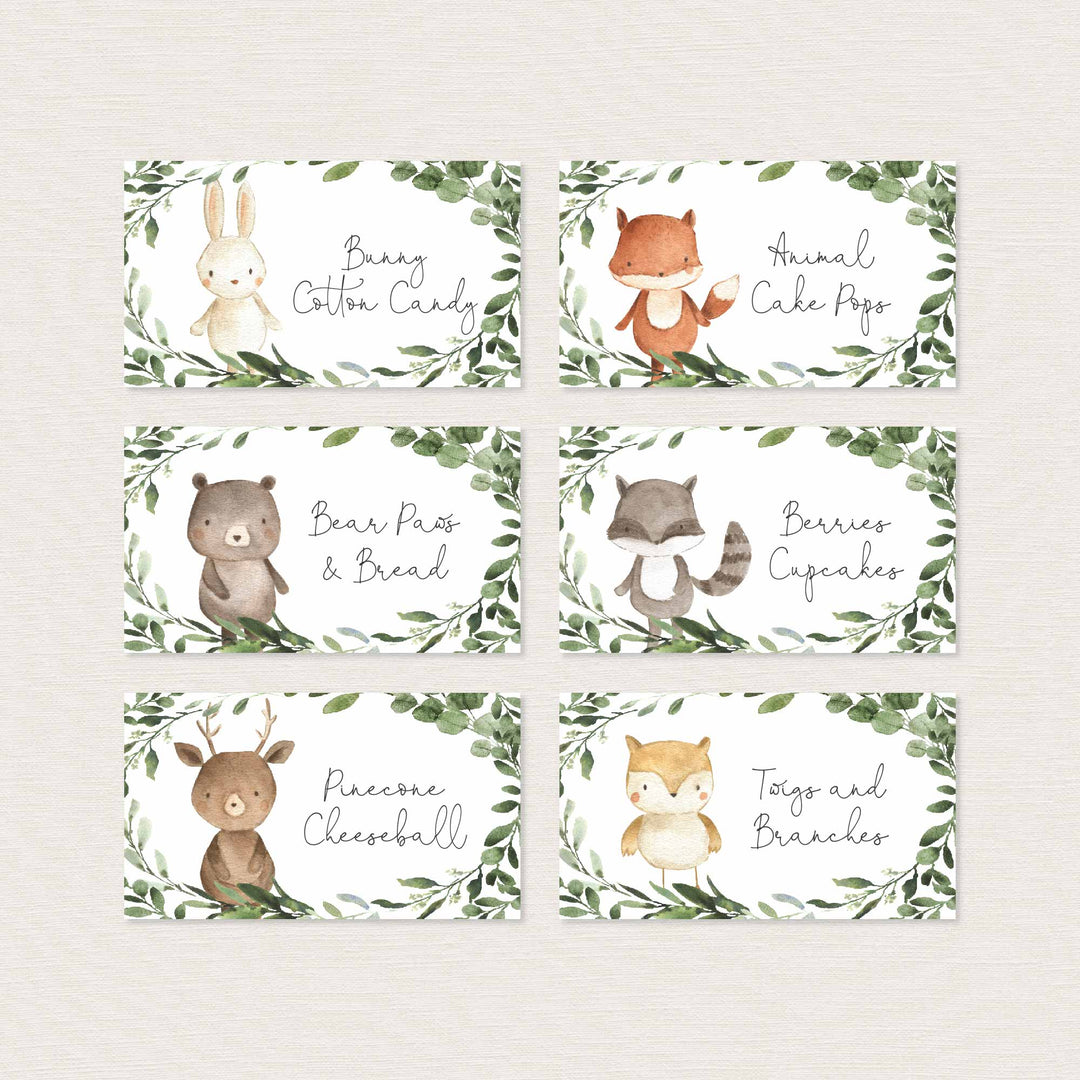 Woodland Friends Kids Birthday Food Labels Printable