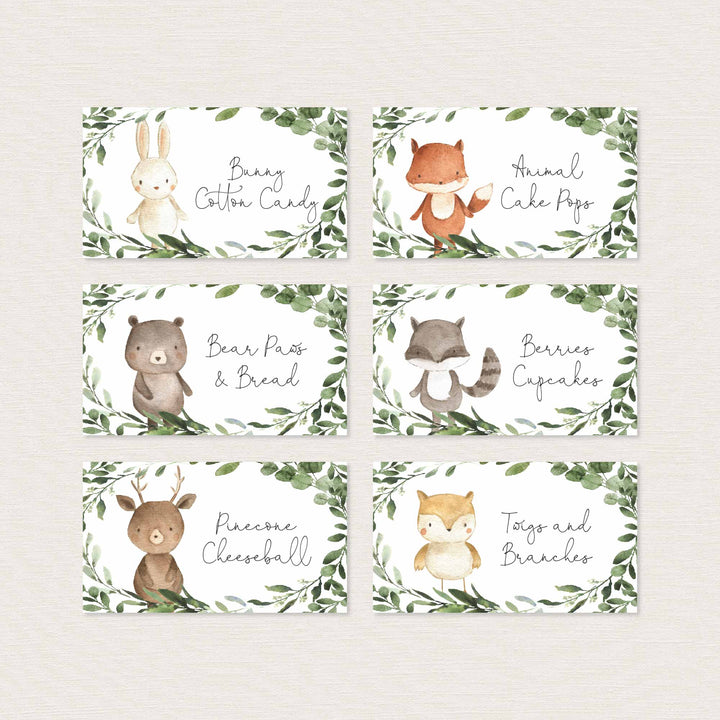 Woodland Friends Kids Birthday Food Labels Printable