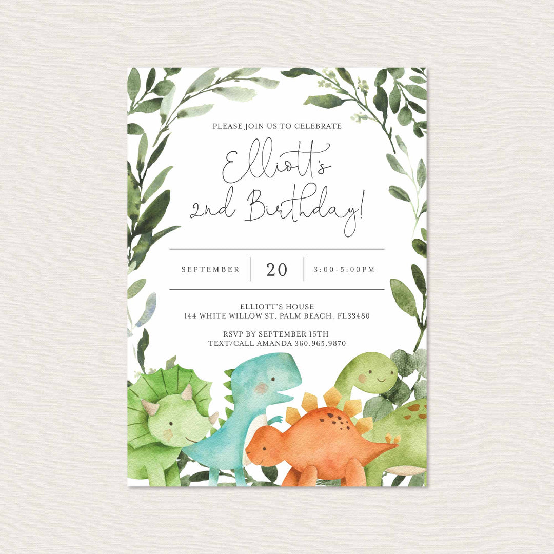 Dinosaurs Kids Birthday Invitation Printable