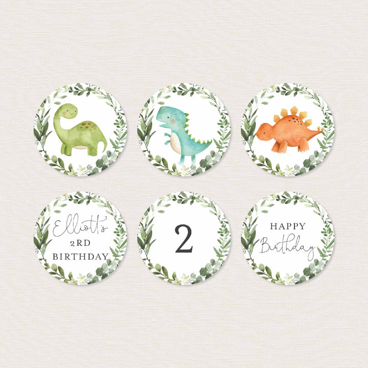 Dinosaurs Kids Birthday Cupcake Toppers and Cupcake Wrappers Printable