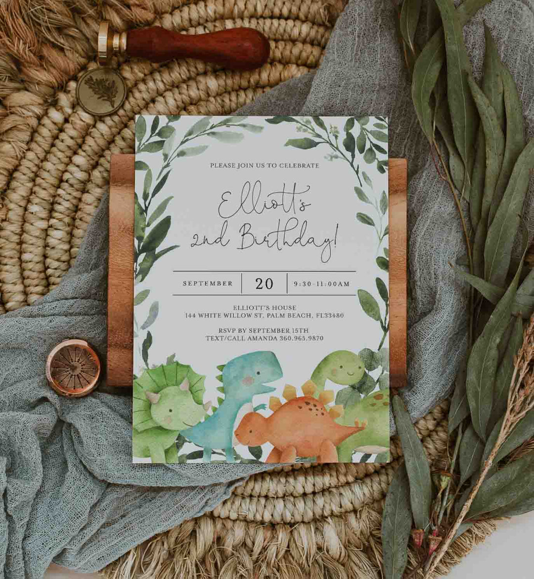 Dinosaurs Kids Birthday Invitation Printable