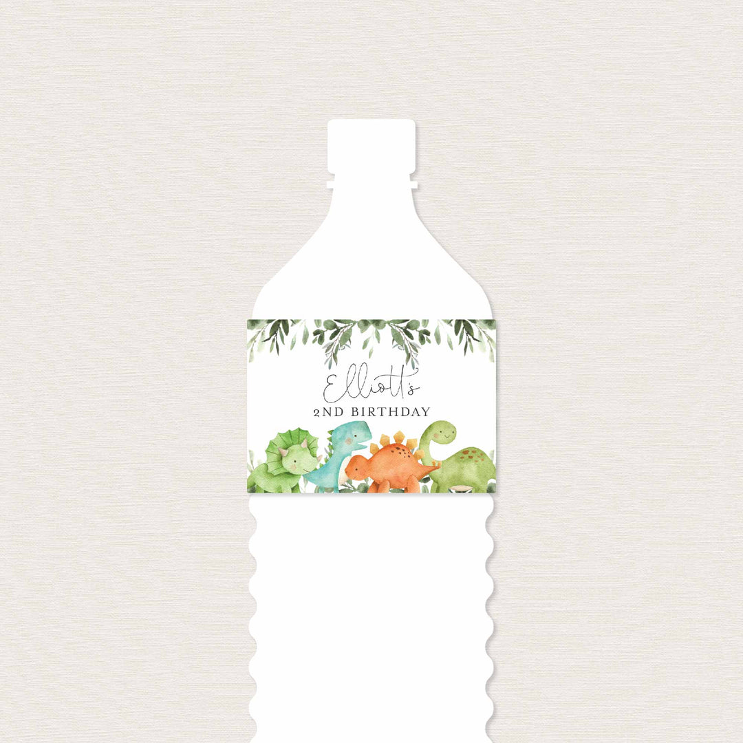 Dinosaurs Kids Birthday Water Bottle Label Printable