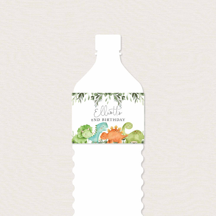 Dinosaurs Kids Birthday Water Bottle Label Printable