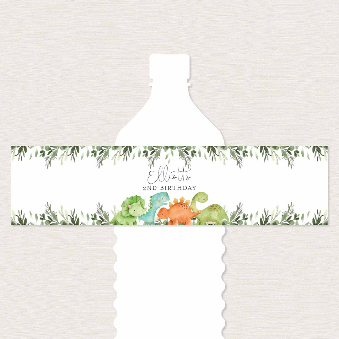 Dinosaurs Kids Birthday Water Bottle Label Printable