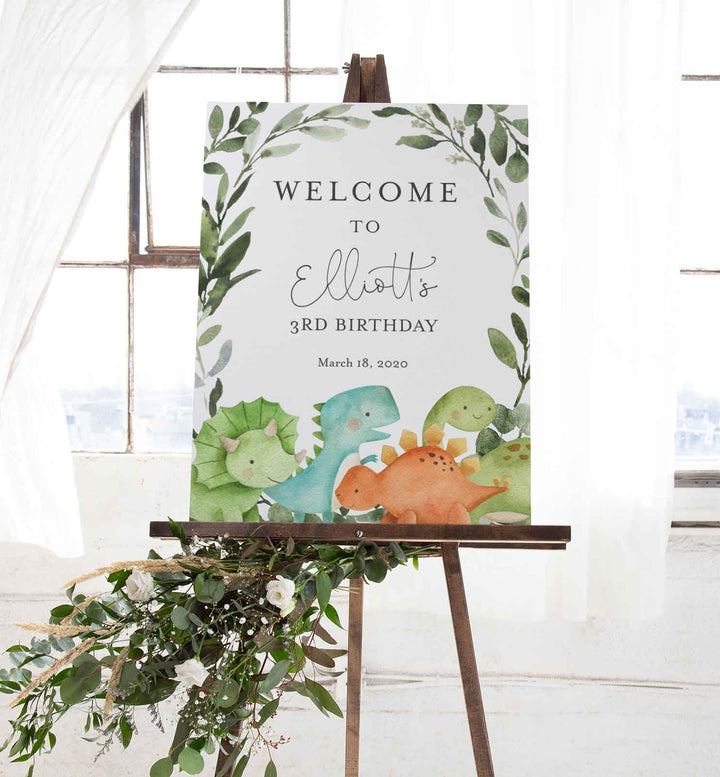 Dinosaurs Kids Birthday Welcome Sign Printable