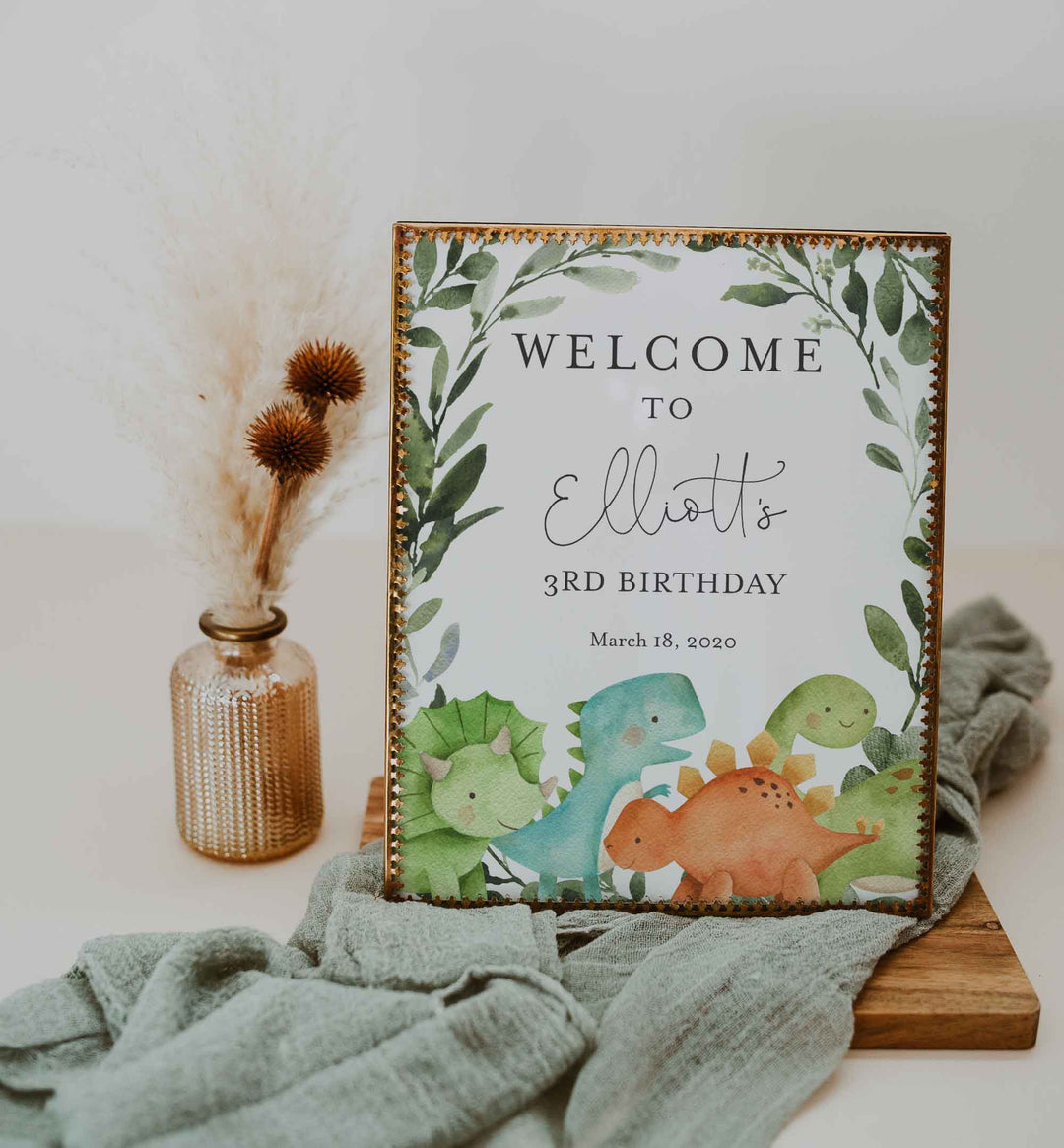 Dinosaurs Kids Birthday Welcome Sign Printable