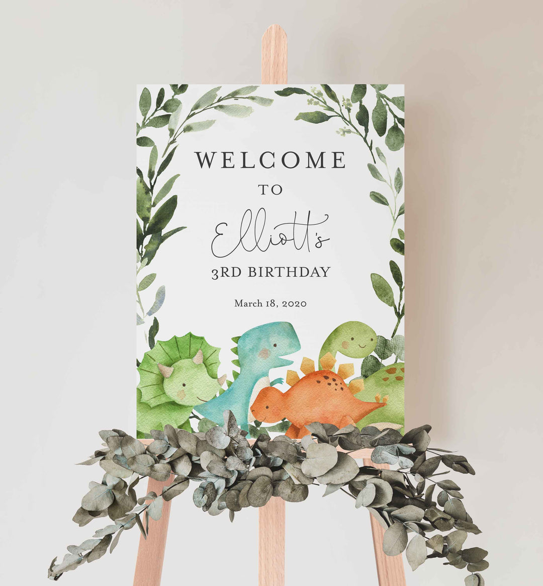 Dinosaurs Kids Birthday Welcome Sign Printable