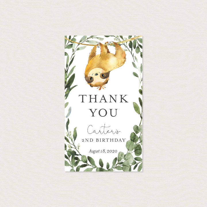 Sloth Kids Birthday Favour Tag Printable