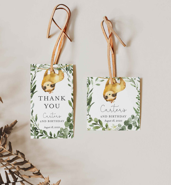 Sloth Kids Birthday Favour Tag Printable