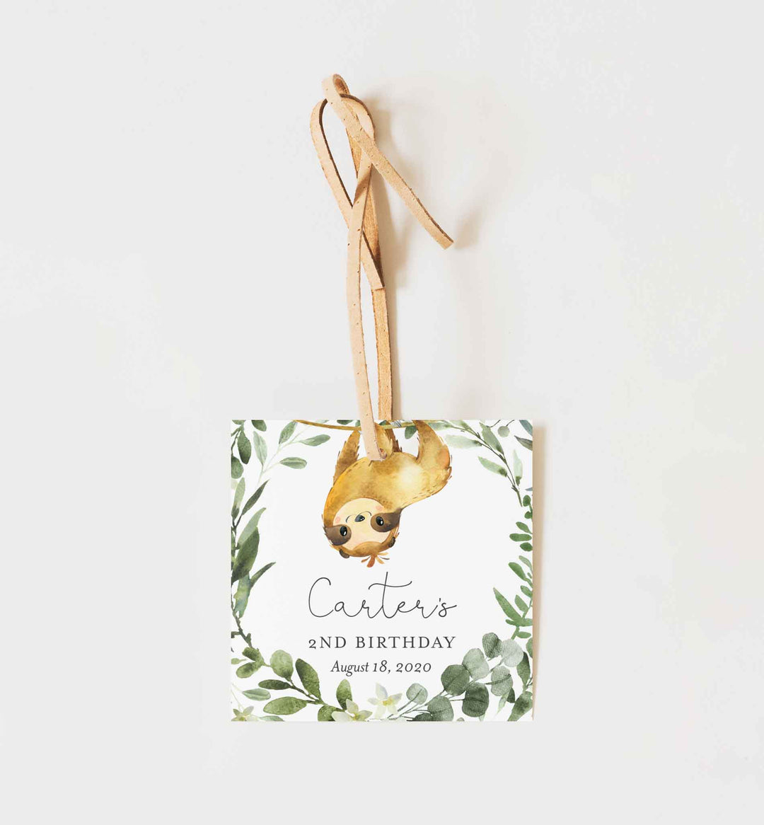 Sloth Kids Birthday Favour Tag Printable
