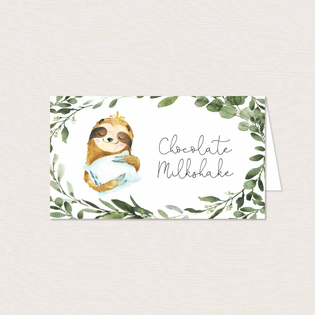 Sloth Kids Birthday Food Labels Printable