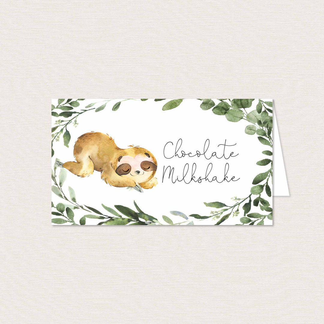 Sloth Kids Birthday Food Labels Printable