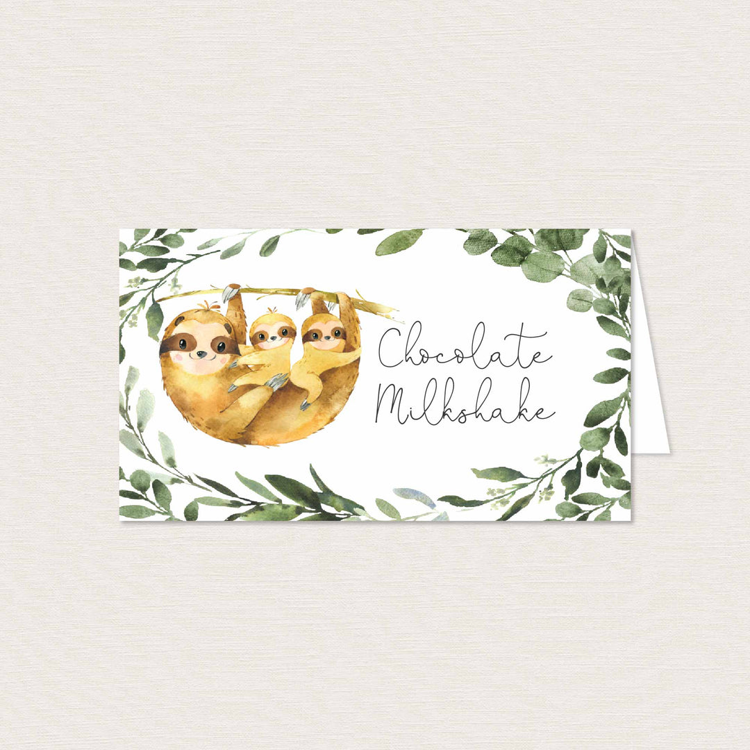 Sloth Kids Birthday Food Labels Printable