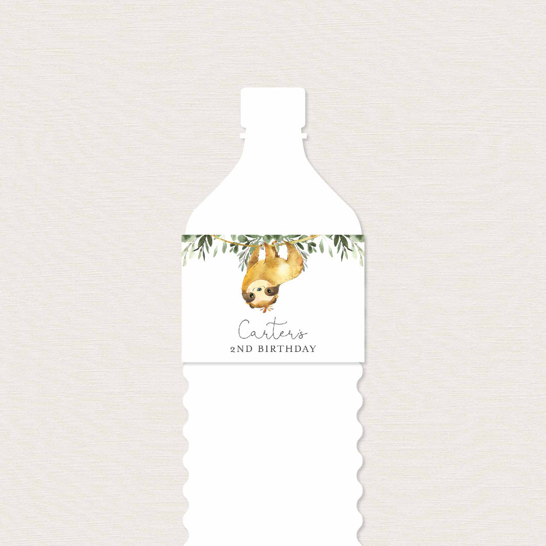 Sloth Kids Birthday Water Bottle Label Printable