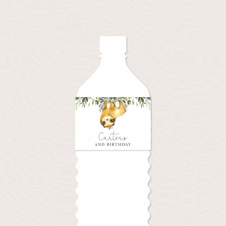 Sloth Kids Birthday Water Bottle Label Printable