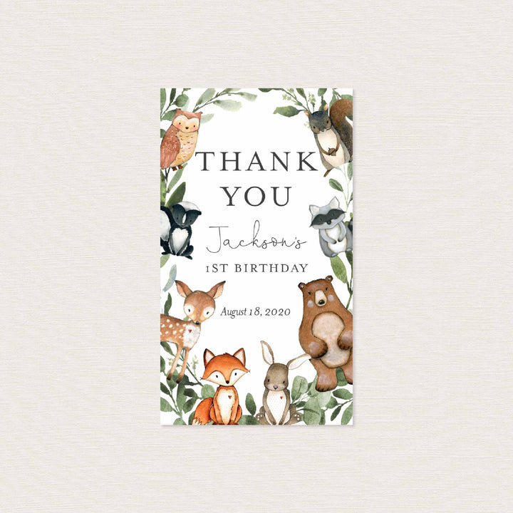 Woodland Animals Kids Birthday Favour Tag Printable