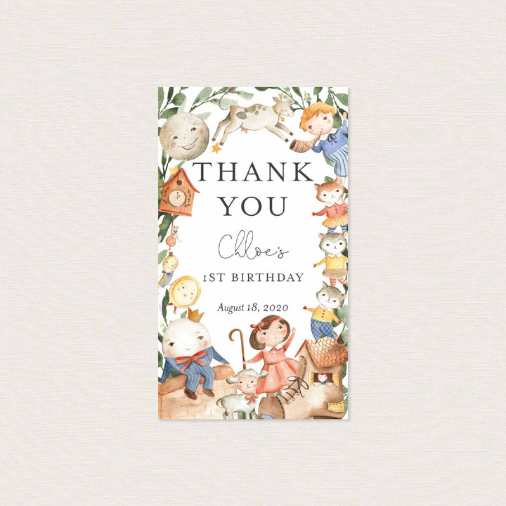 Nursery Rhymes Kids Birthday Favour Tag Printable