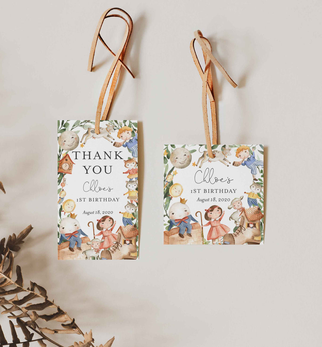 Nursery Rhymes Kids Birthday Favour Tag Printable