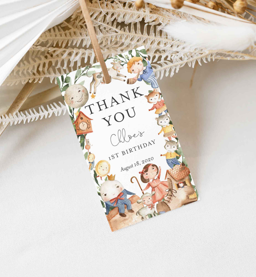 Nursery Rhymes Kids Birthday Favour Tag Printable