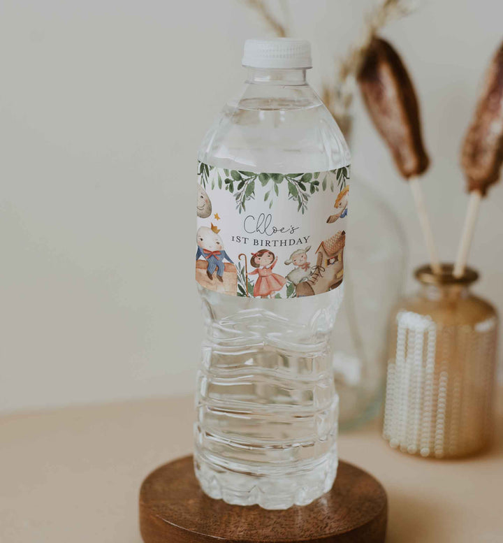 Nursery Rhymes Kids Birthday Water Bottle Label Printable