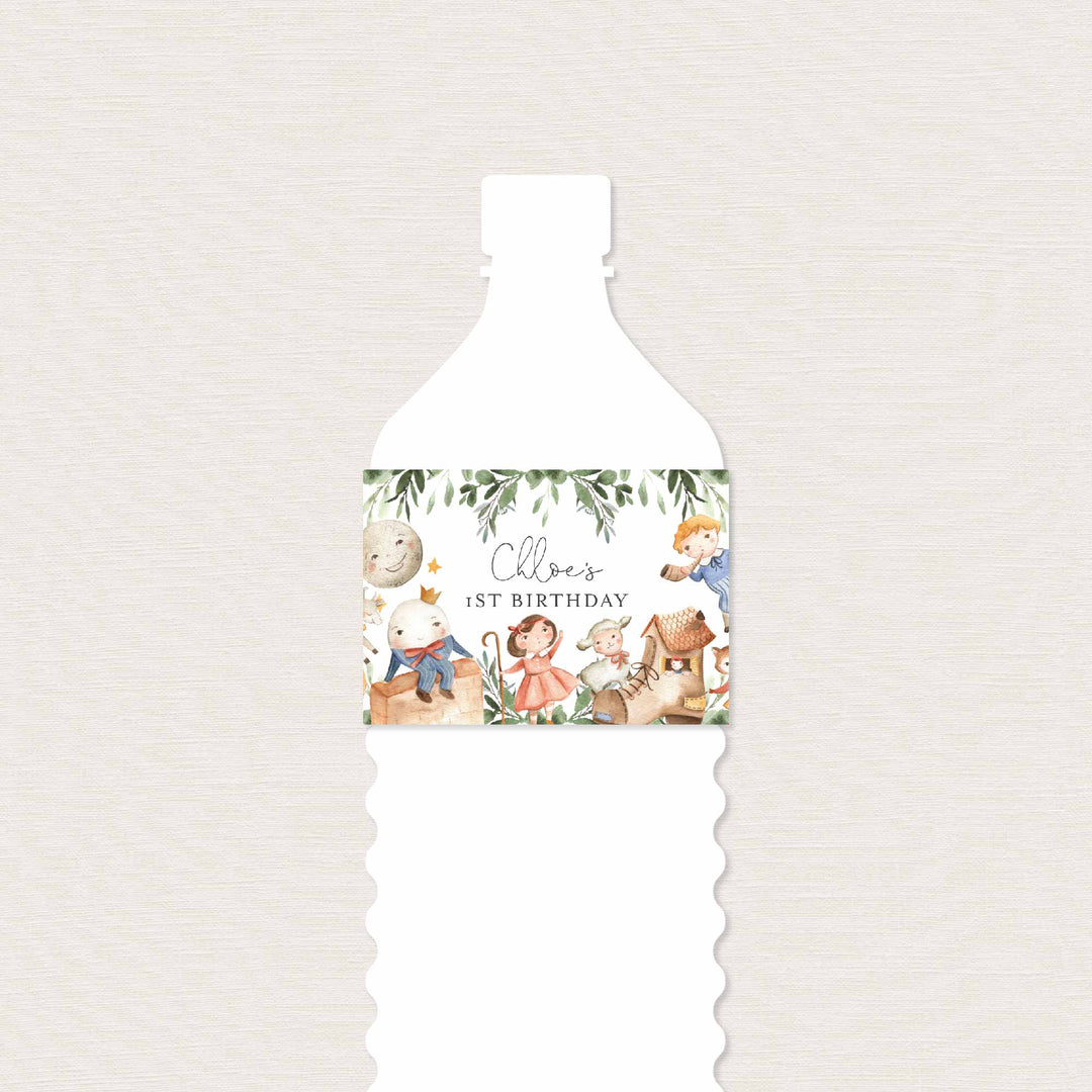 Nursery Rhymes Kids Birthday Water Bottle Label Printable