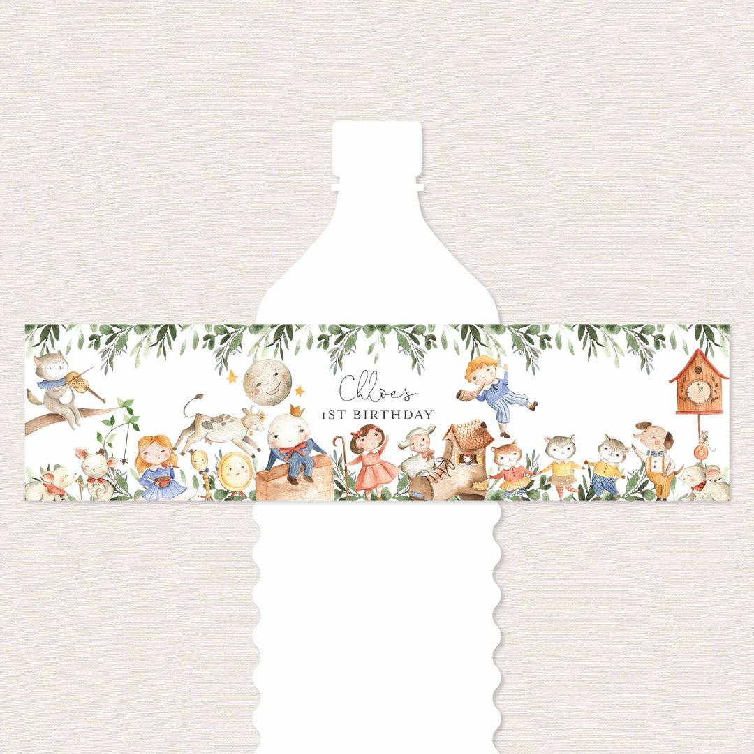 Nursery Rhymes Kids Birthday Water Bottle Label Printable