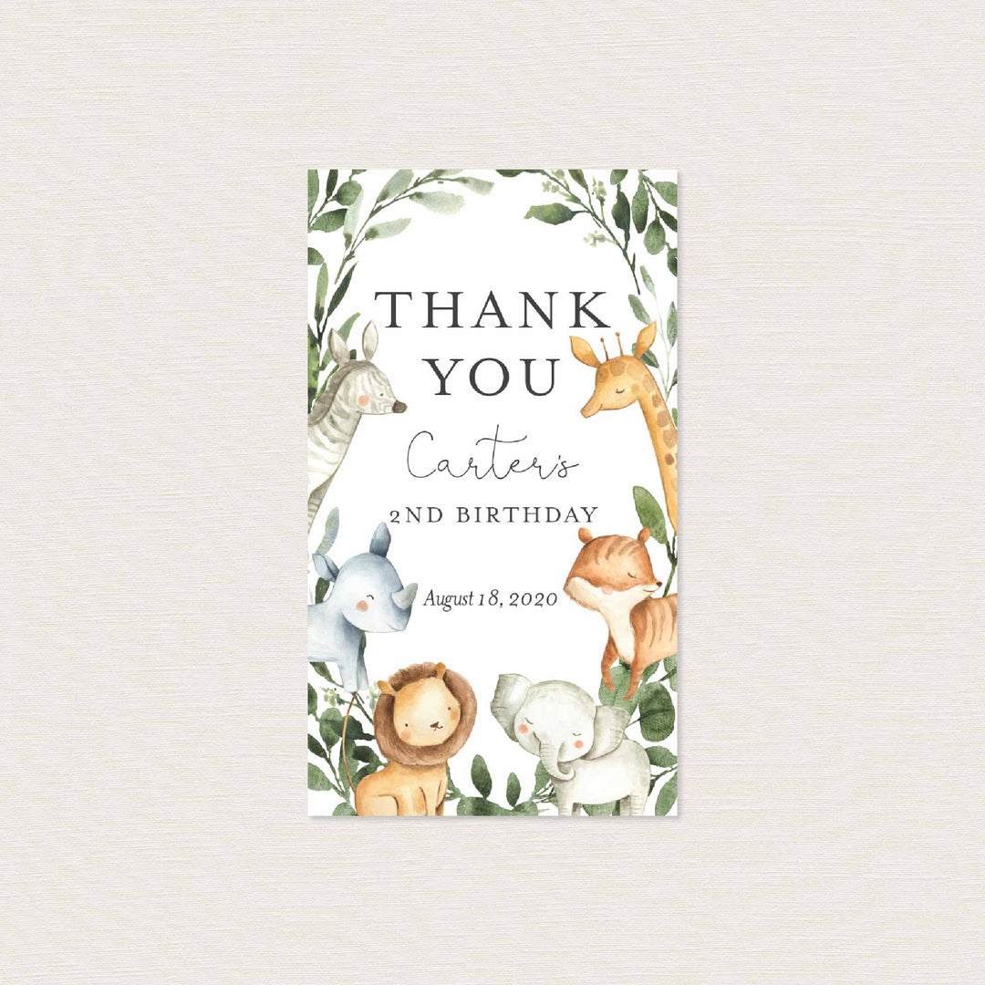 Safari Animals Kids Birthday Favour Tag Printable