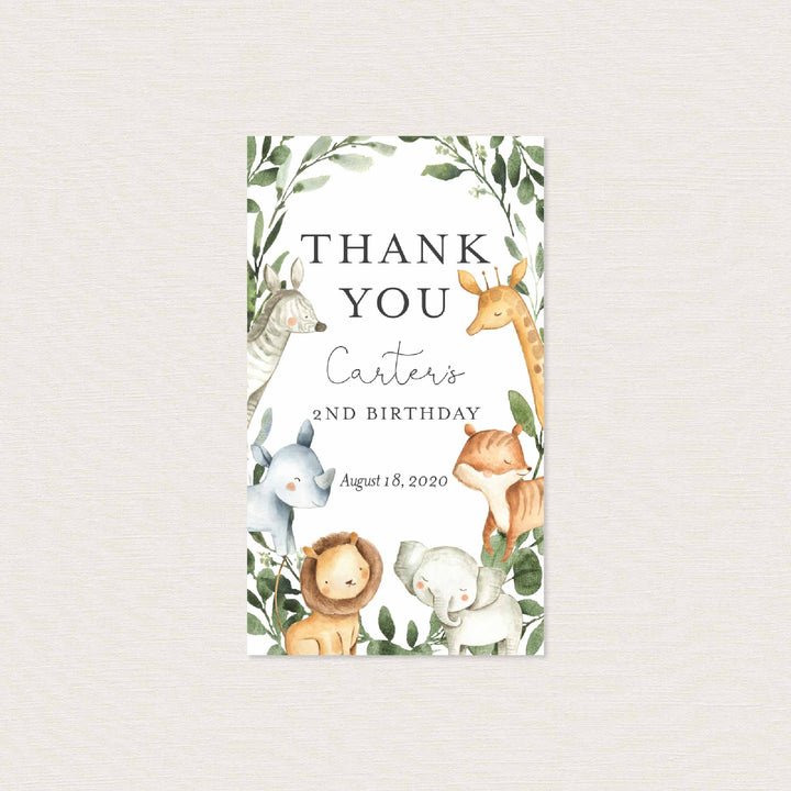 Safari Animals Kids Birthday Favour Tag Printable