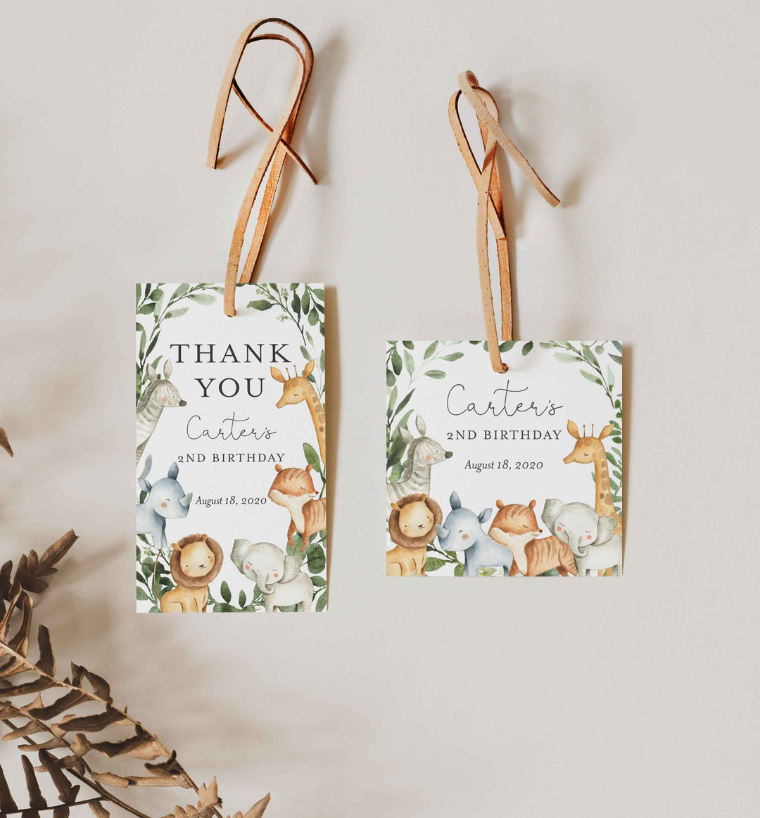Safari Animals Kids Birthday Favour Tag Printable