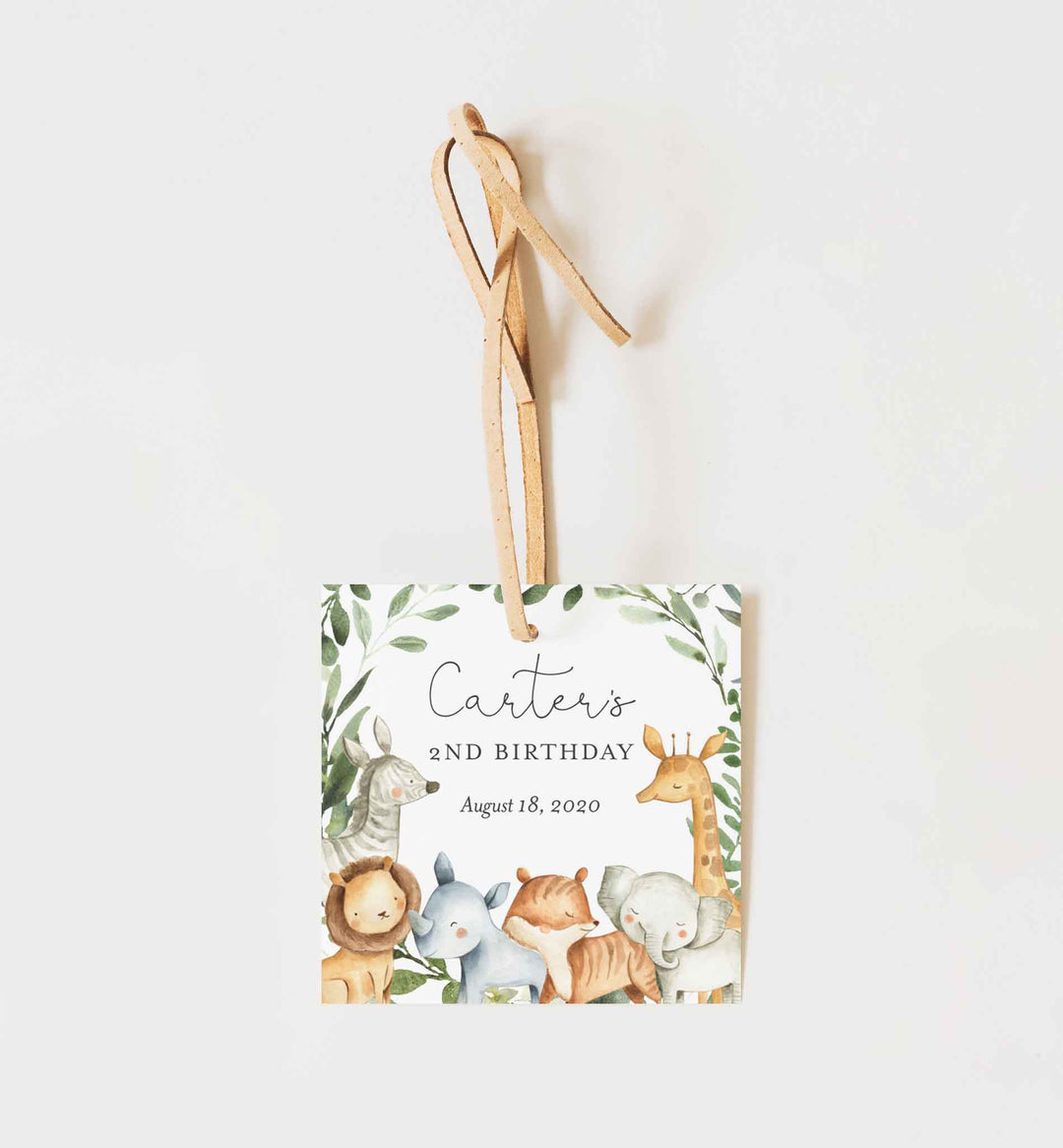 Safari Animals Kids Birthday Favour Tag Printable