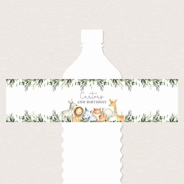 Safari Animals Kids Birthday Water Bottle Label Printable