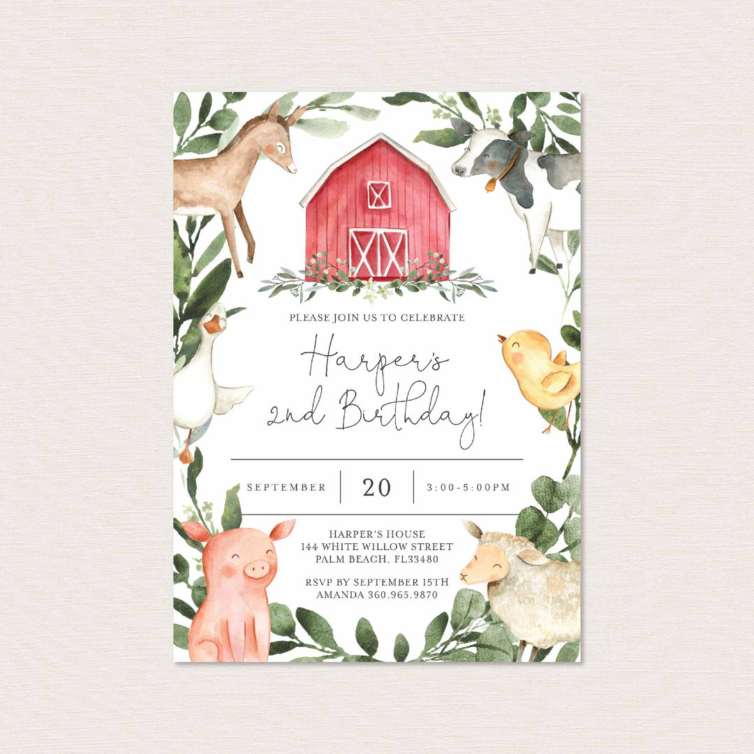 On The Farm Kids Birthday Invitation Printable