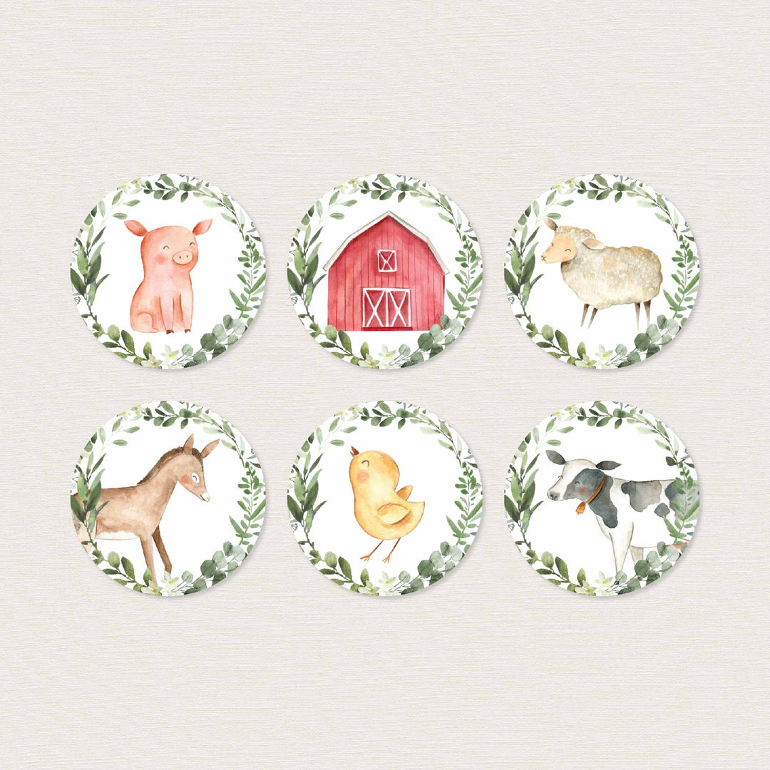 On The Farm Kids Birthday Cupcake Toppers and Cupcake Wrappers Printable
