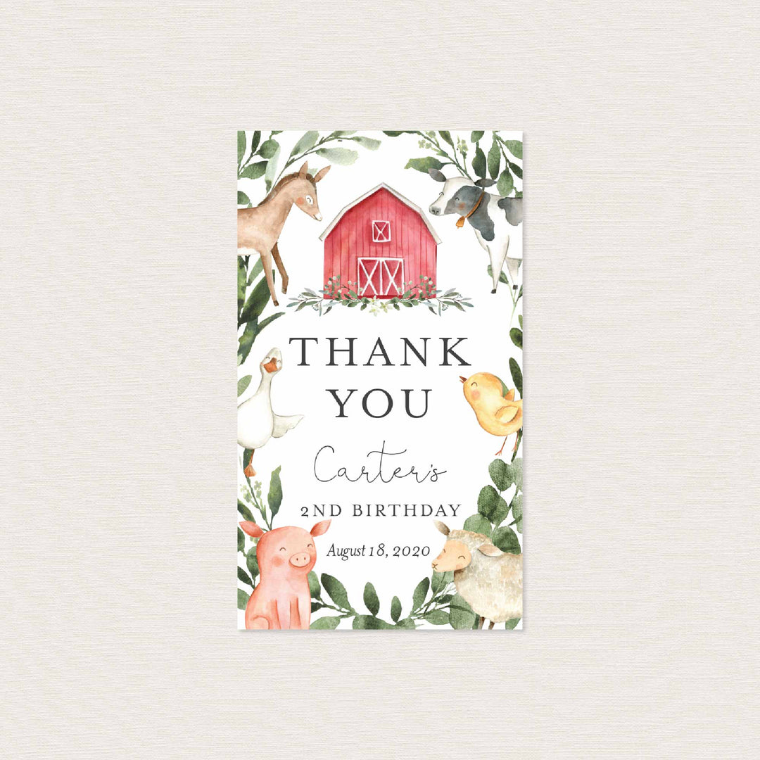 On The Farm Kids Birthday Favour Tag Printable