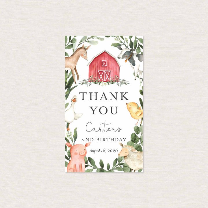 On The Farm Kids Birthday Favour Tag Printable