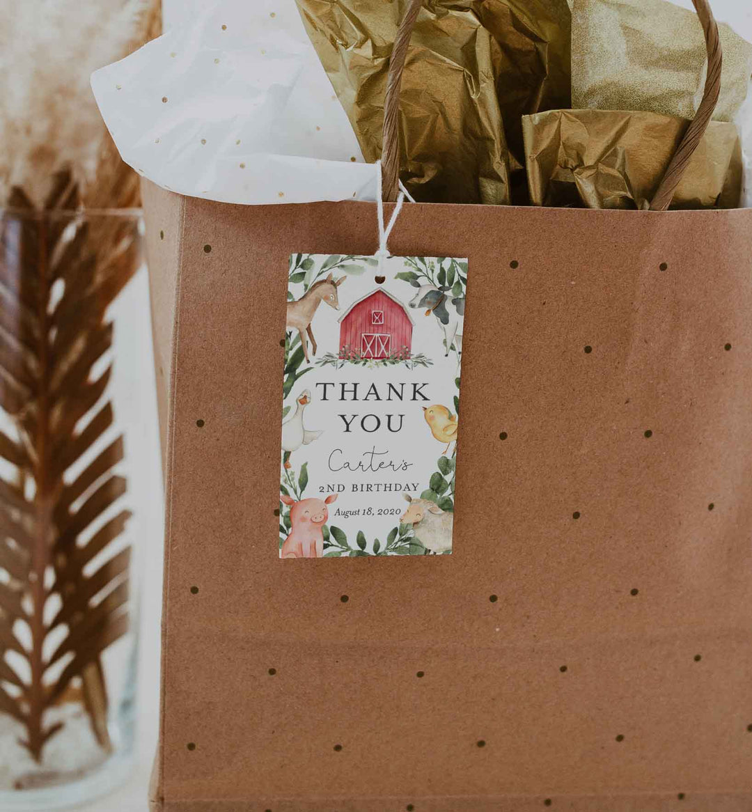 On The Farm Kids Birthday Favour Tag Printable