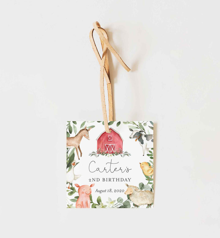 On The Farm Kids Birthday Favour Tag Printable