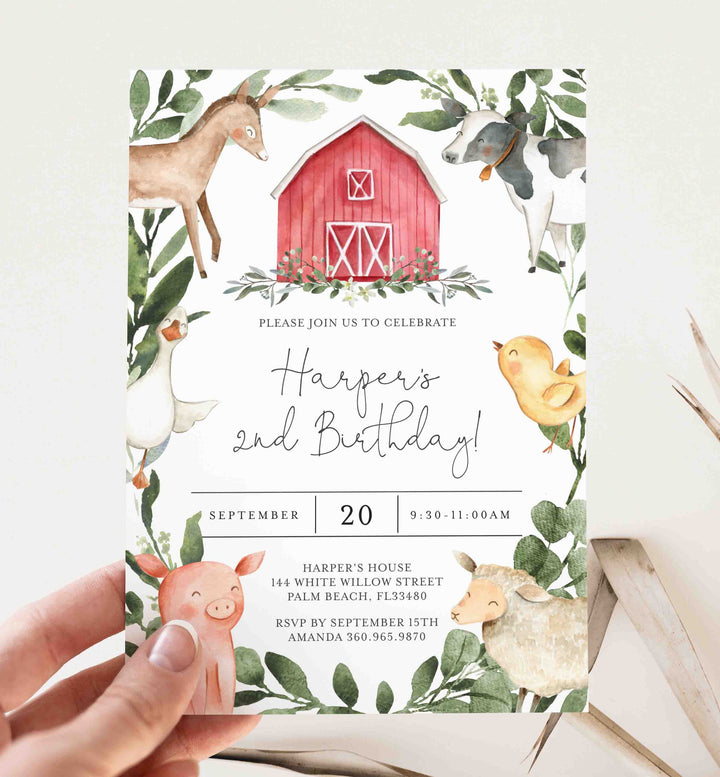 On The Farm Kids Birthday Invitation Printable